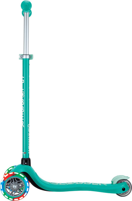 Globber 3-Rad-Roller – Primo Plus Lichter grün – grün – leuchtende Räder – höhenverstellbar – von 3 bis 9 Jahren