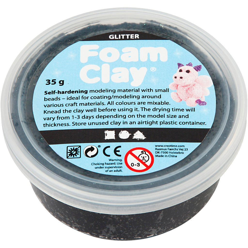 Foam Clay®, schwarzer Glitzer, 35 g, 1 Box