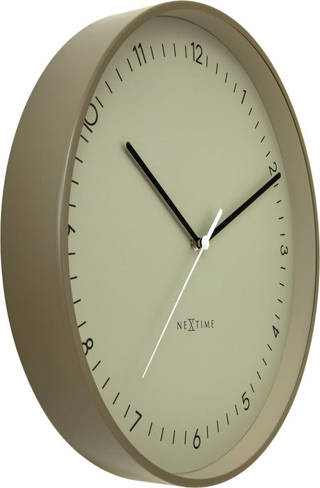 Nextime berlin l – wandklok – 40 cm – metaal – khaki – stil