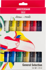 Allgemeines Auswahlset für Acrylfarben der Amsterdamer Standardserie | 12 × 20 ml