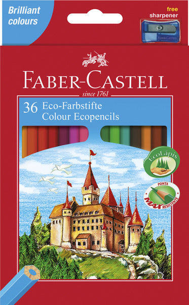 Faber Castell FC-120136 Buntstift Faber-Castell Castle sechseckiges Federmäppchen aus Pappe mit 36 ​​Teilen