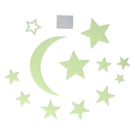 Im Dunkeln leuchtender Mond und Sterne