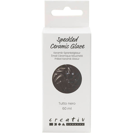 Creativ Company gesprenkelte Keramikglasur, 999-1060 °C, deckend, tutto nero, 60 ml 1 Flasche