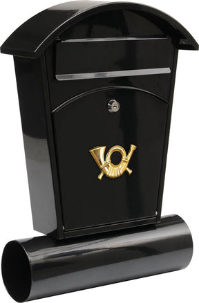 Vorel-Briefkasten mit Zeitungsrolle und 2 Schlüsseln – Schwarz – 480 x 280 x 80 mm