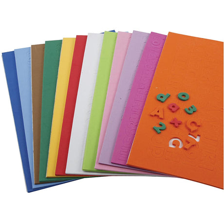 Creativ Company Eva-Schaum Zahlen Buchstaben, H: 20 mm, Dicke 3 mm, verschiedene Farben, 24 Div-Blätter, 1 Box