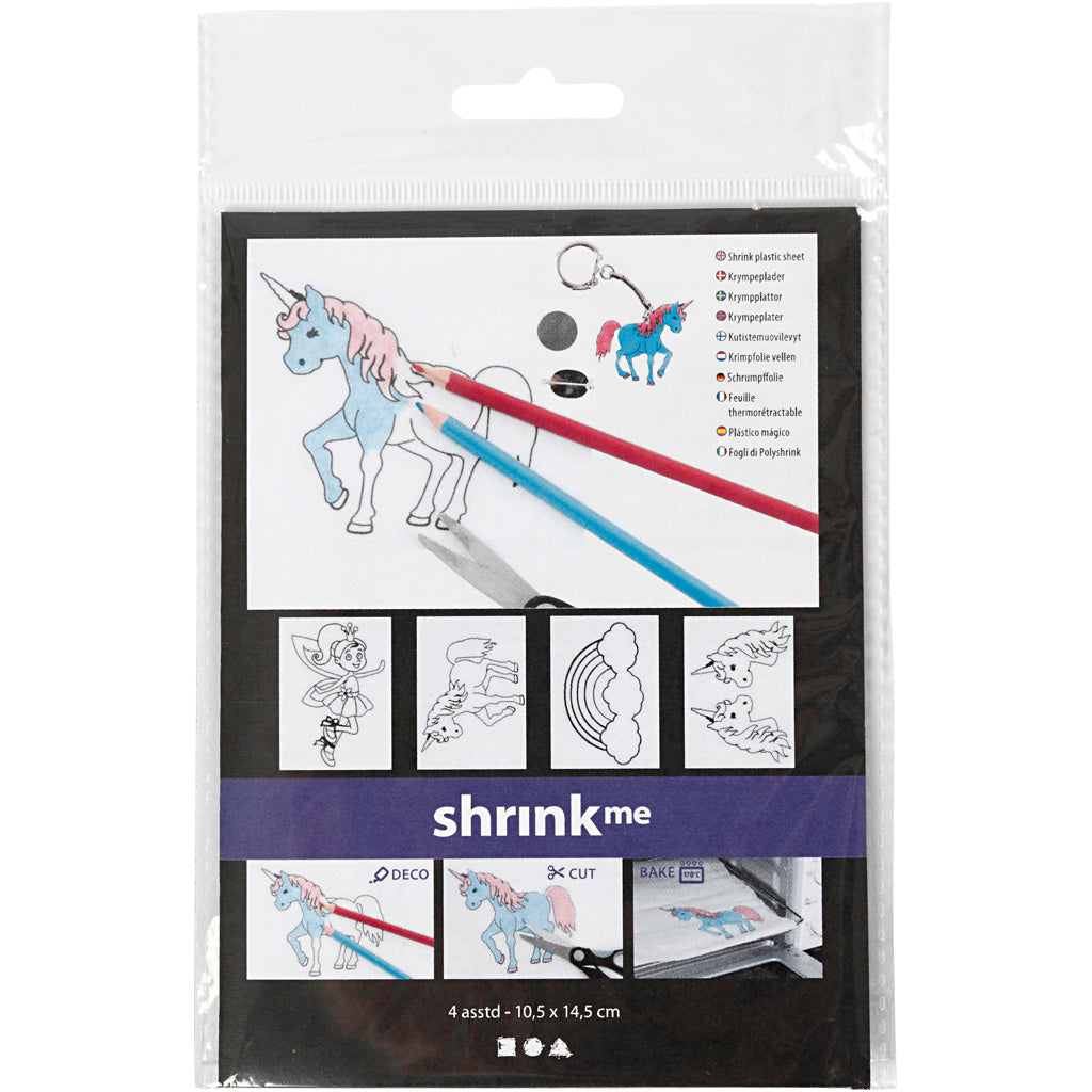 Kreativunternehmen https: www.cchobby.nl sheet-shrink-foil-with-motifs-unicorn-sheet-10-5x14-5-cm-thickness-0-3-mm-matt-transparent-4-sheet-1-box