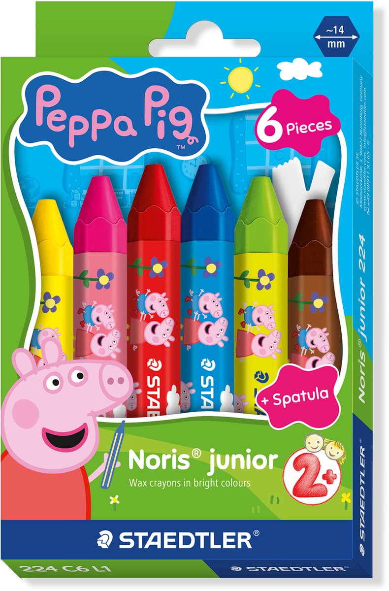 Staedtler Peppa Pig x Noris Junior Wachsmalstifte – Set mit 6 Stück