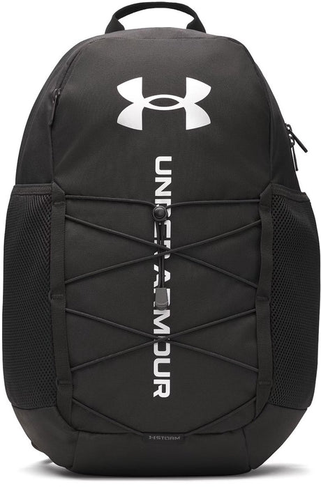 Under armour hustle sport 6.0 backpack-blk unisex sporttas - zwart - zwart - metallic silver
