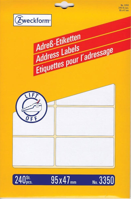 Avery Etiketten Zweckform Adresse 95 x 47 mm Papier weiß 240 Stück