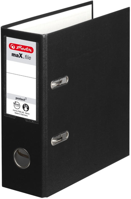 Herlitz Ordner Max.File Protect A5, 8 cm, schwarzer PP-Folieneinband