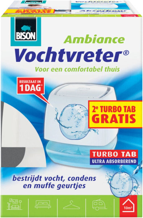 Bison Moisture Absorber® Ambiance 100g, gratis Extra-Tab, Luftentfeuchter, bekämpft Feuchtigkeit und Schimmel im Wohnbereich, einzigartiges Luftzirkulationssystem, weiß, auch für Wohnwagen und Wohnmobile geeignet