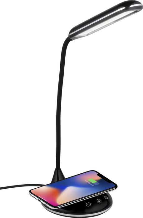 Grundig tafellamp met draadloze oplader - bureaulamp led dimbaar met touch control - leeslamp voor slaapkamer en woonkamer - led lamp met 3 lichtkleuren - usb-c voeding