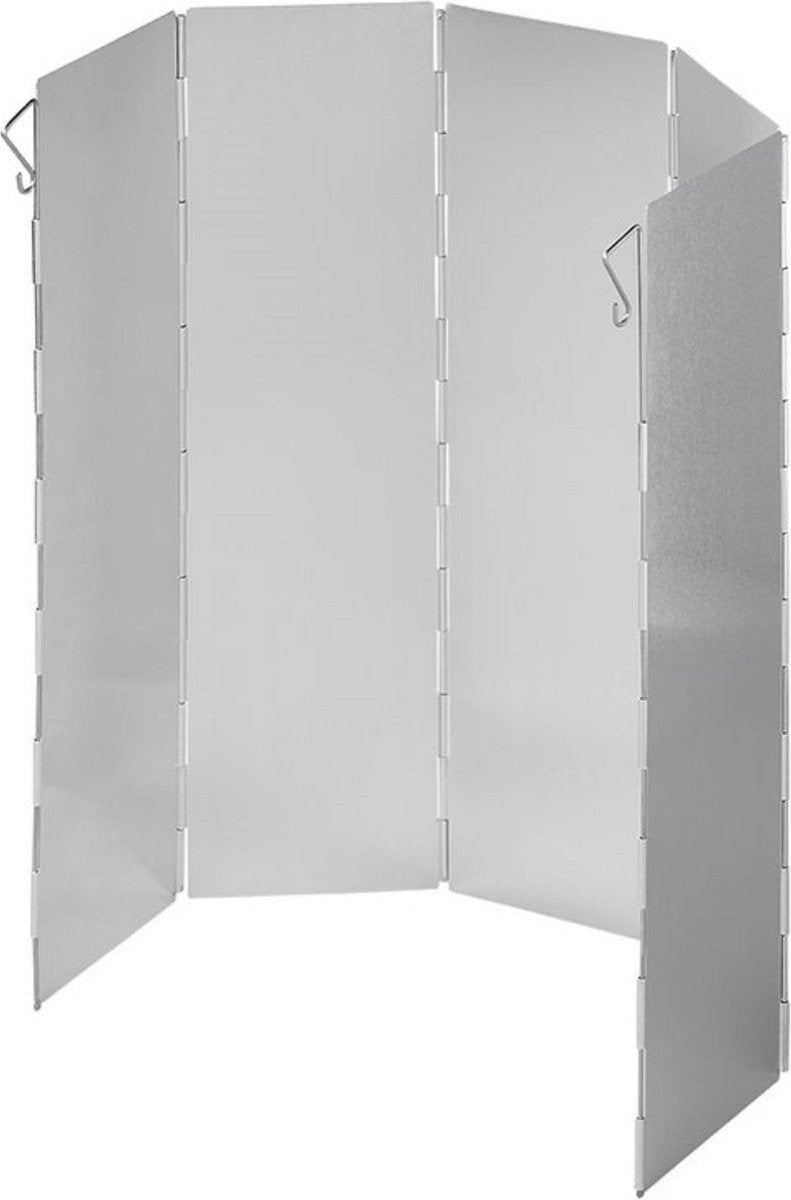 Proplus windvrij kookscherm - 49x36cm - 5 delig - aluminium - anti-spatscherm - vlambeveiligers - campingscherm - gasbrandschild - warmtebeheerscherm - buitenkeuken – campingaccessoires