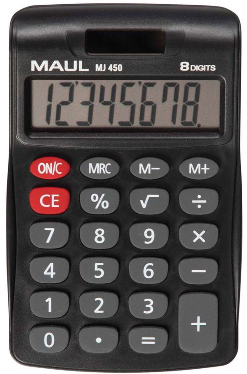 Maul Tischrechner MJ 450 LCD-Bildschirm 1-zeilig, 8-stellig Solarbatterie 11,3 x 7,2 x 1,9 cm schwarz