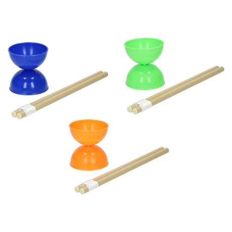 Gekleurde diabolo met stokken