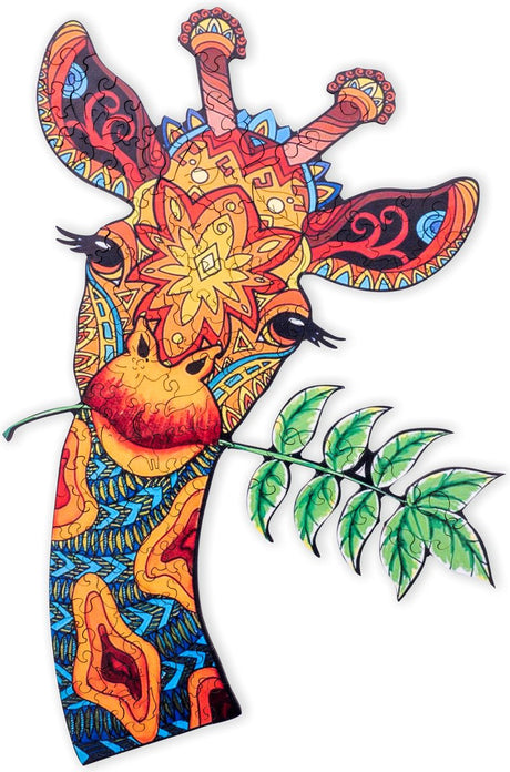 Engelhart Holzpuzzle Giraffe – 123 einzigartige Puzzleteile – großes Holzpuzzle im A3-Format – Tierpuzzlespiel – pädagogisches Denkspiel – inklusive Aufbewahrungskoffer –