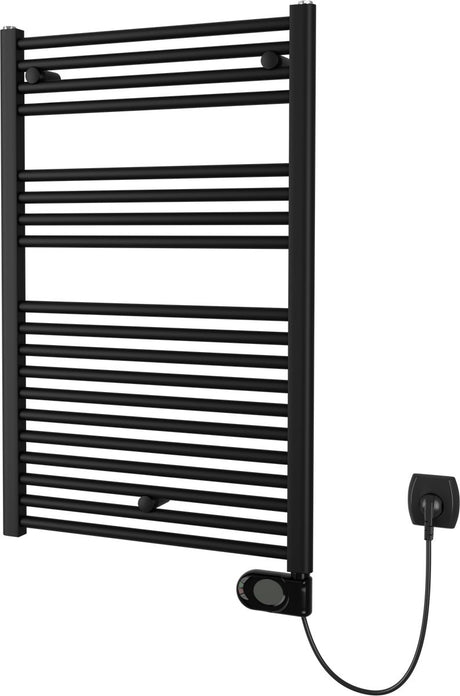 Plieger Elba Elektro-Handtuchheizkörper – Handtuchwärmer – mit Uhrenthermostat – 94,2 cm x 60 cm – 500 Watt – mattschwarz