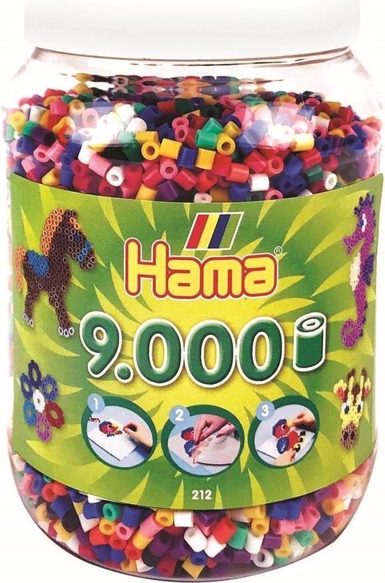 Hama Bügelperlen Tonne mit 9000 Stück Primär | 2 Stk