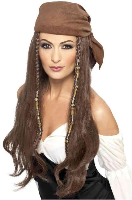 Smiffys lange dunkelblonde Piratenperücke für Damen – Kostümperücke – Einheitsgröße