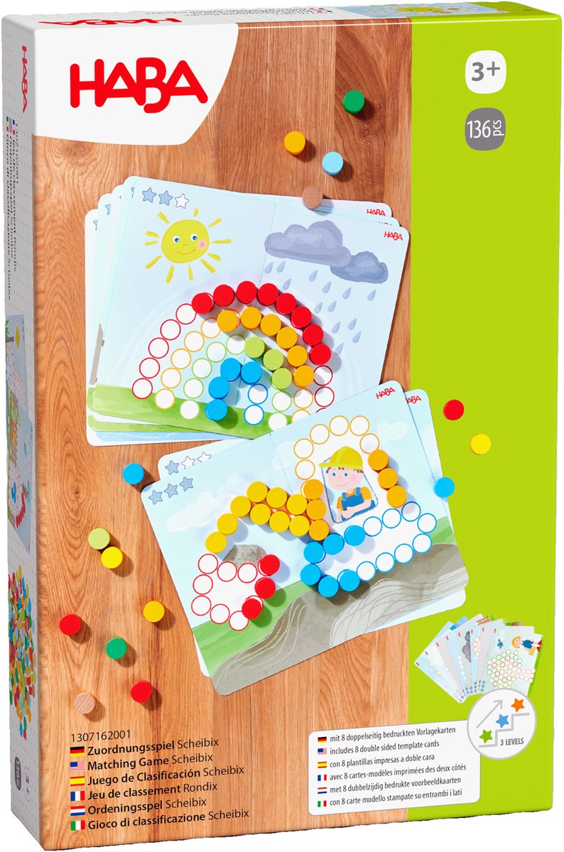 Haba Lernspiel Scheibix – Montessori-Spielzeug mit Holzscheiben.