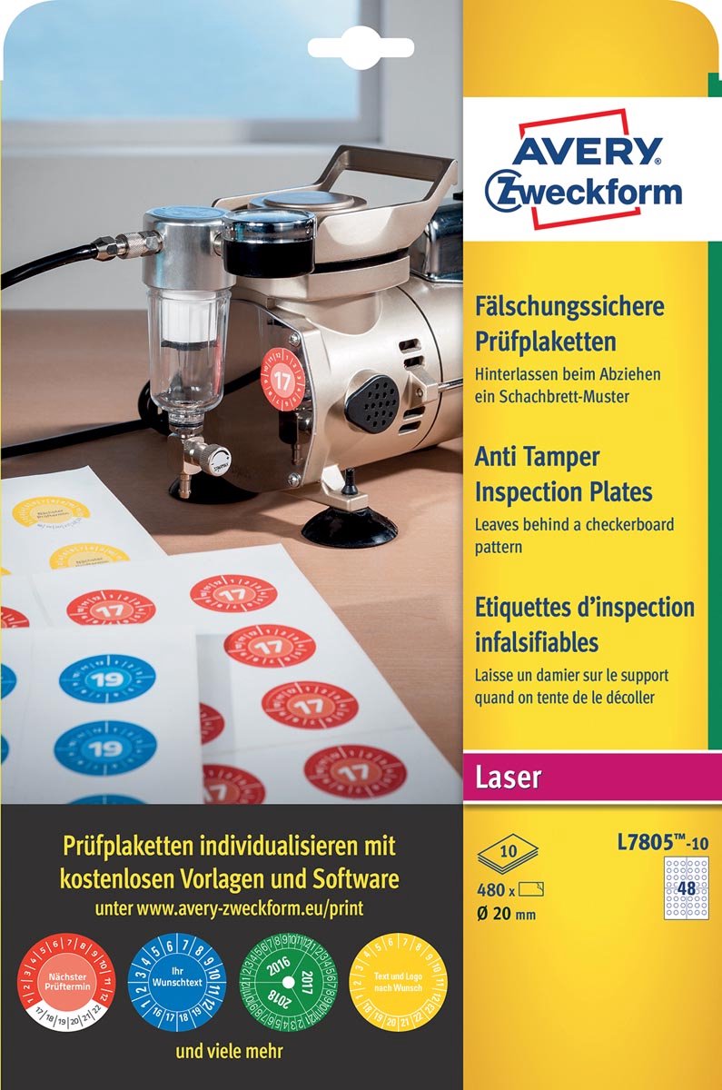 Avery Prüfstempel nicht entfernbar ?20mm 480Stk