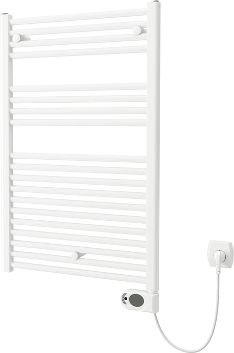 Plieger Elba Elektro-Handtuchheizkörper – Handtuchwärmer – mit Uhrenthermostat – 94,2 cm x 50 cm – 500 Watt – weiß