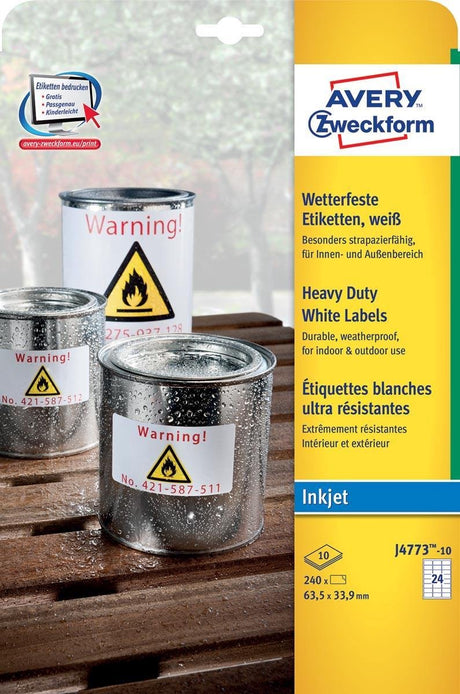 Avery wasserfeste Folienetiketten Zweckform J4773-10 Polyester weiß