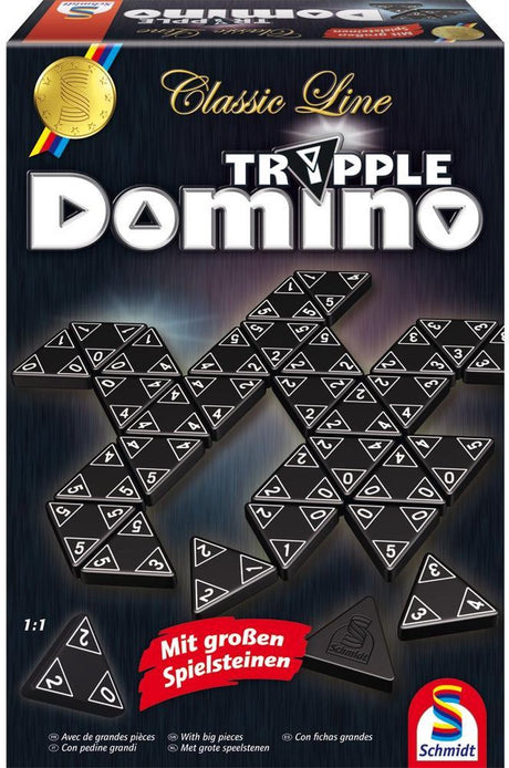 Schmidt ® - Tripple Domino - Classic Line - Brettspiel - strategisches Dominospiel mit dreieckigen Steinen - ab 6 Jahren - 1-4 Spieler