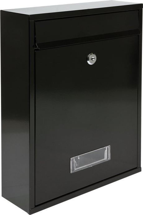 Vorel-Briefkasten mit 2 Schlüsseln – Schwarz – 360 x 260 x 80 mm