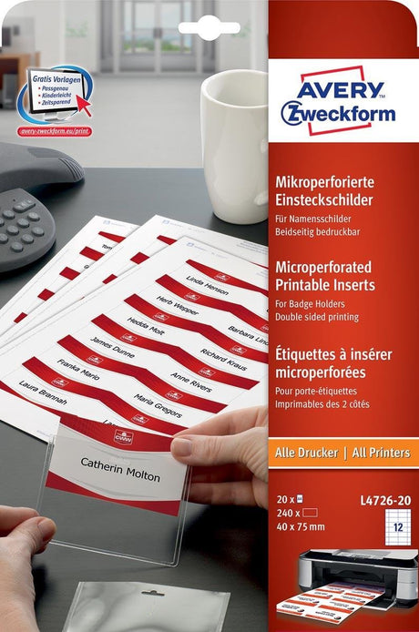 Avery selbstklebende Etiketten 40 x 75 mm weiß