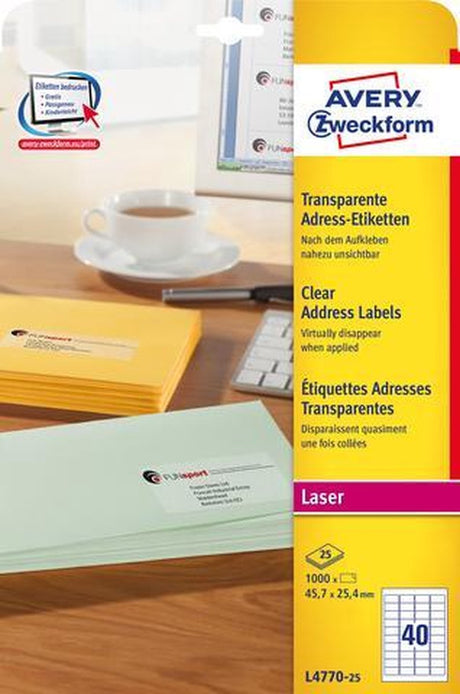 Avery Inkjet-Adressetiketten 1.000 Stück transparent