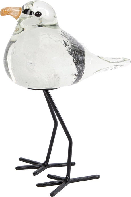 Van Mähne Skulptur Möwe Deko Glas Weiß Schwarz 11x8,5x15cm Spielzeug.