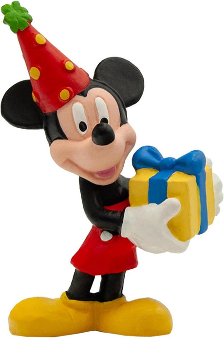 Bullyland 15348 – Spiel- und Sammelfigur Mickey Mouse mit Geschenk, ca. 7 cm – lebensecht und detailreich – ideal als Tortenfigur und kleines Geschenk für Kinder ab 3 Jahren.