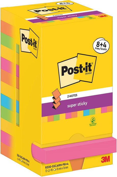 Super klebrige Z-Nots post_it r330-sscarn-p8+4 76x76 mehrfarbig