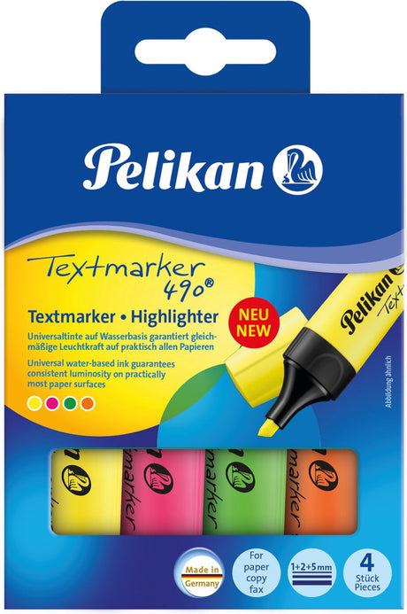 Pelikan 490 markeerstiften - 4 stuks - neonkleuren