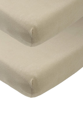 Meyco baby uni hoeslaken wieg - 2-pack - taupe - 40x80 90cm