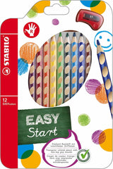 Stabilo EasyColors farbige Stifte rechts - 12 Stcs. + Bleistiftschärfer