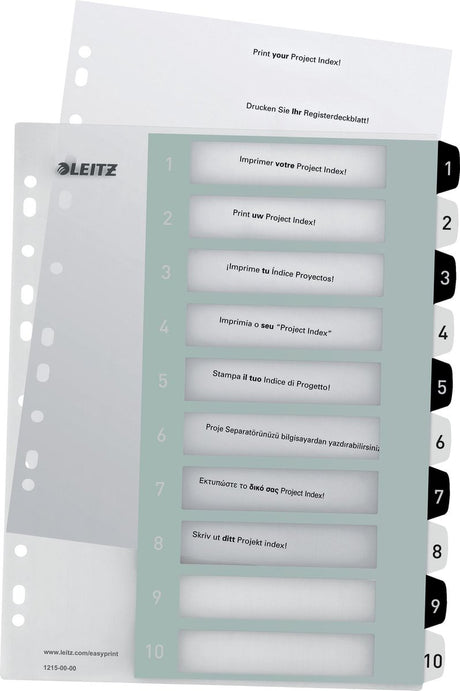Leitz wow tabblad 1-10 tabs herbruikbaar a4 formaat zwart wit