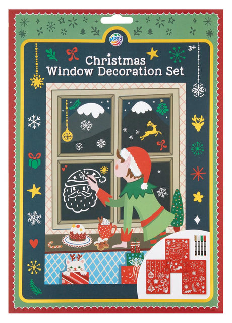 Moxy Weihnachts-Fensterdekorationsset – 3 Schablonen und 4 Filzstifte