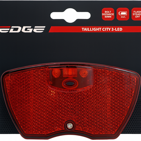 Kantenträger-Rücklicht City - 3 LEDs -80mm - inklusive Batterien (auf Karte)