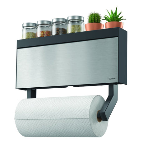 Metaltex Küchenhelfer Tango Küchenrollenhalter mit Schneidehilfe 38x6x17 cm Edelstahl grau