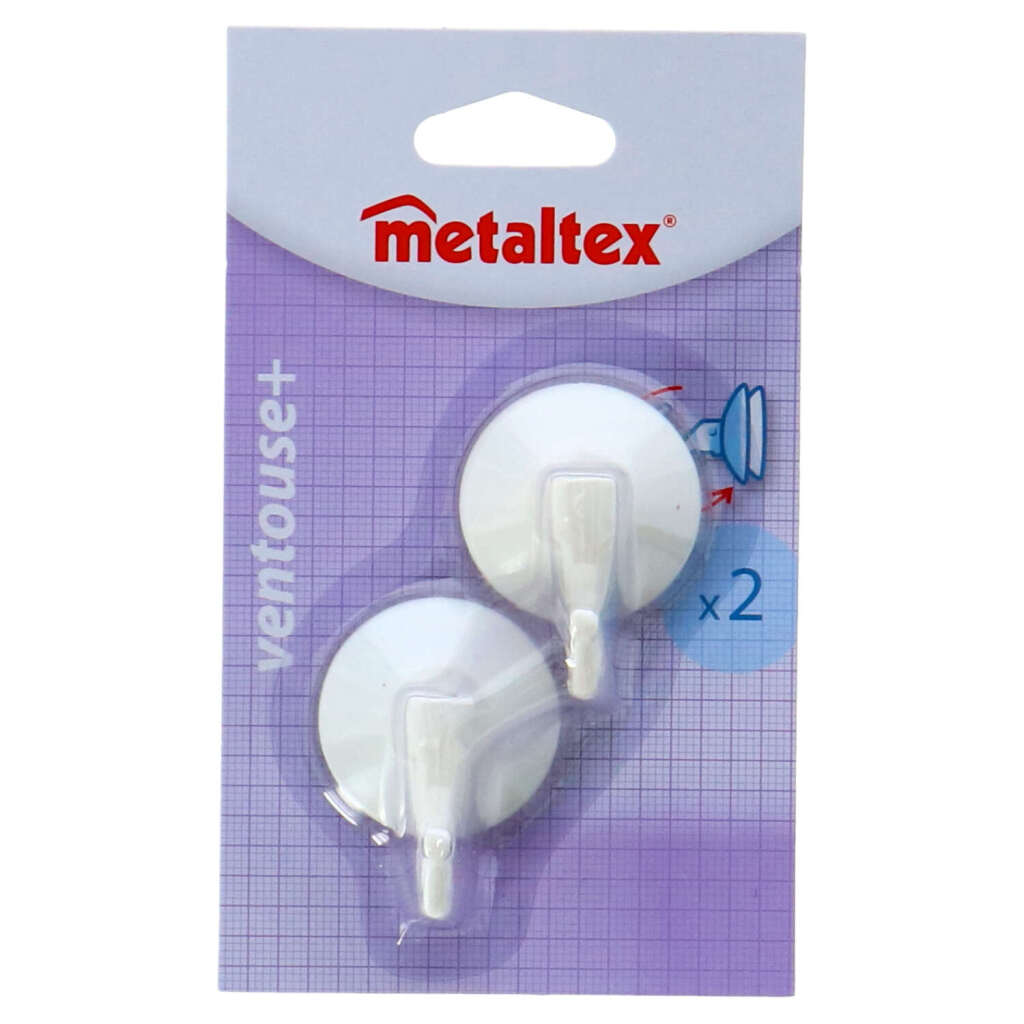 Metaltex Haken mit Saugnapf 2 Stück weiß