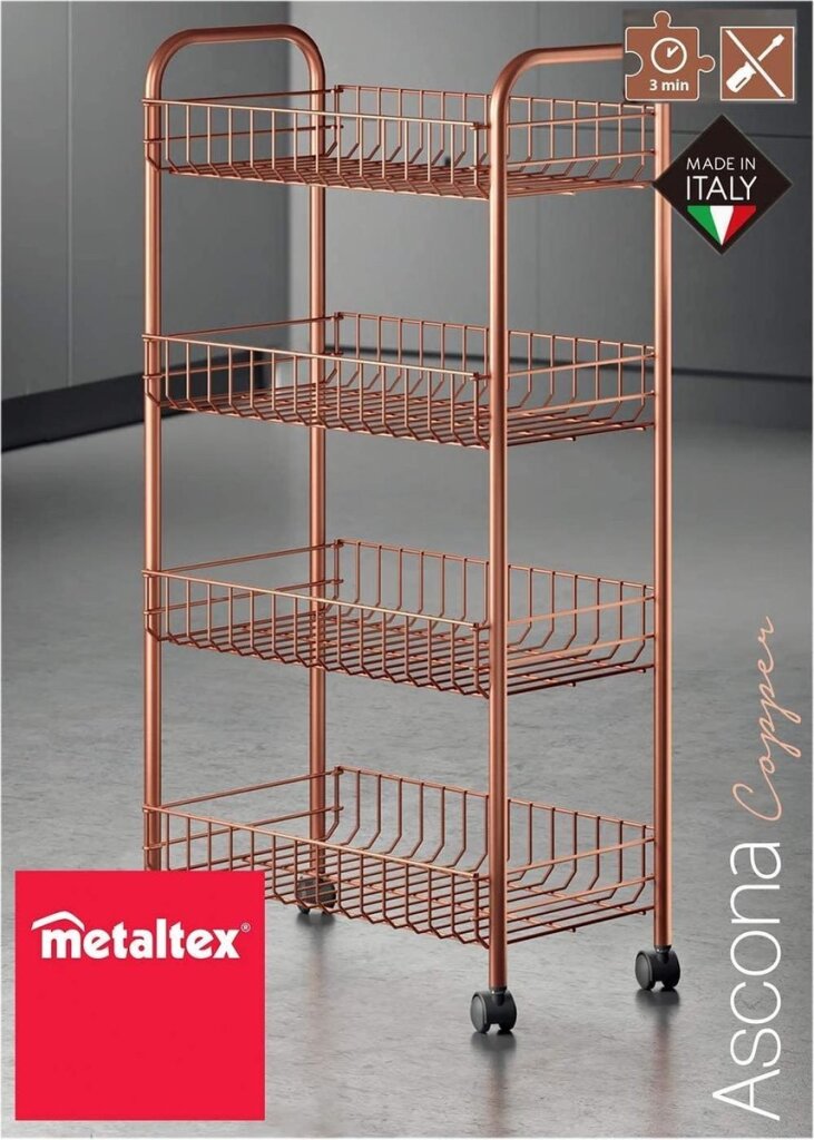 Metaltex Metaltex Trolley-Schrank Ascona 84x41cm Stahl Kupfer