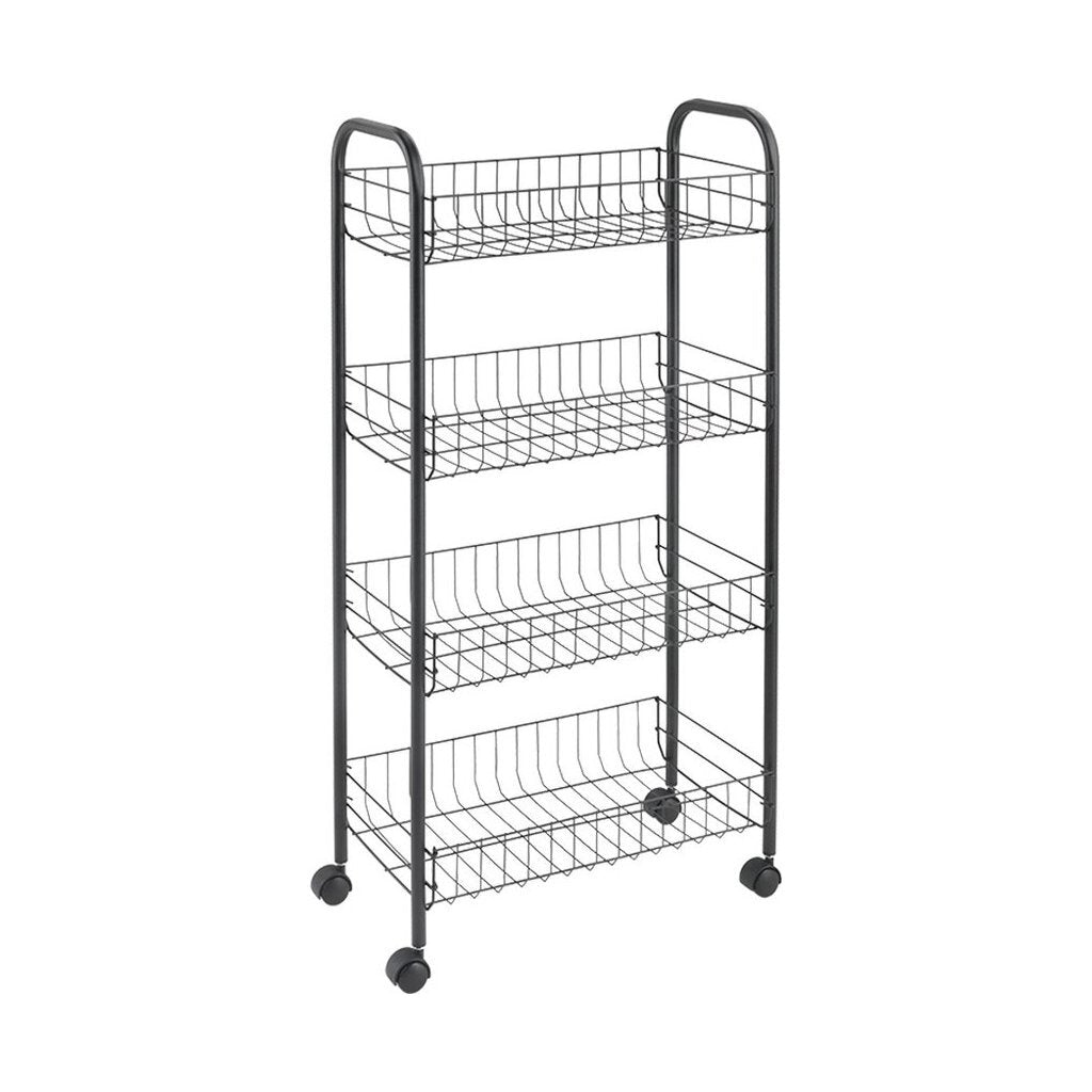 Metaltex Ascona Trolley mit Rollen + 4 Körbe 41x23x84 cm mattschwarzes Metall