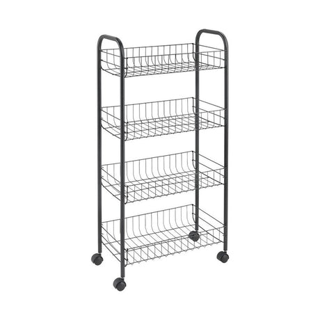 Metaltex Ascona Trolley mit Rollen + 4 Körbe 41x23x84 cm mattschwarzes Metall