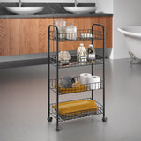 Metaltex Ascona Trolley mit Rollen + 4 Körbe 41x23x84 cm mattschwarzes Metall