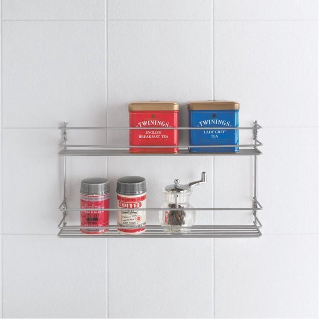 Metaltex platzsparendes Smart Kitchen Pepito Gewürzregal 2 Ebenen 36x8x19 cm Silber