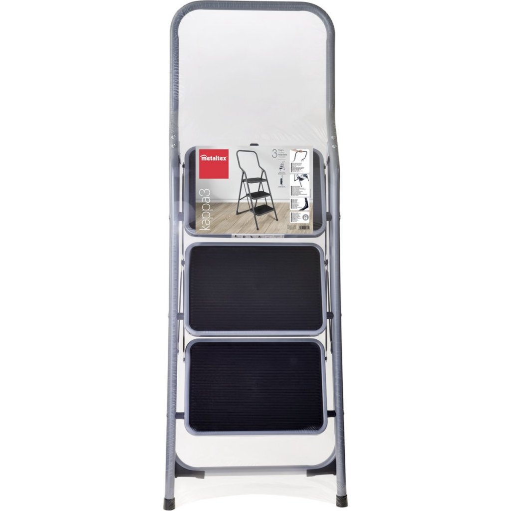 Metaltex Haushaltsleiter Kappa 3 46x62x136 cm Edelstahl grau schwarz
