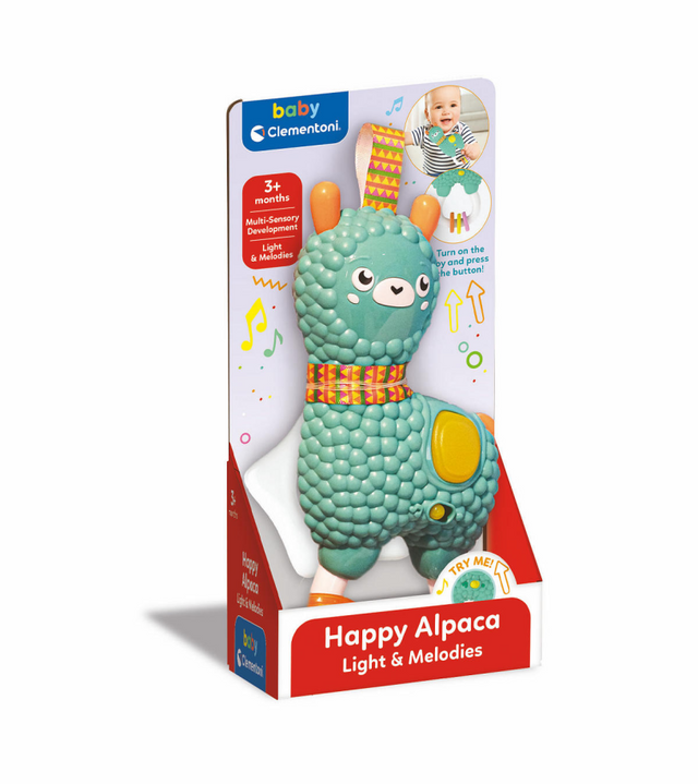 Clementoni babyfröhliche Alpakarassel mit Licht und Ton