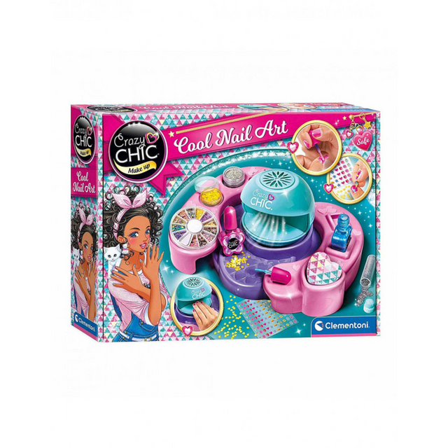 Clementoni Crazy Chic - Nagelstudio - Kindernagellack mit Trocknungslampe - 12 Stück - ab 12 Jahren